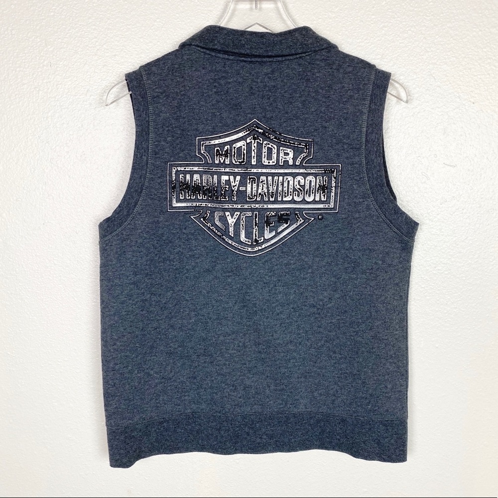 Harley Davidson Gray Zip Up Vest - Picture 2 of 8